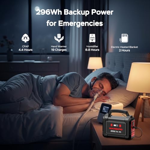 Image of MARBERO Solar Generator 296Wh with Solar Panels 60W Portable Power Station with 300W Pure Sine Wave Solar Generator with Panels Included USB DC AC Outlet for Camping RV Van Outdoor Emergency Home