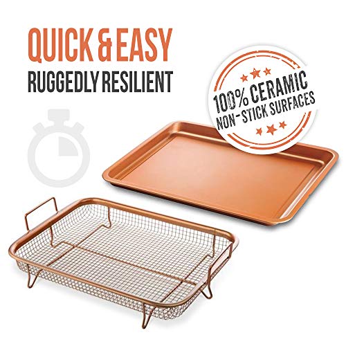Copper Crisper Oven Air Fryer Non Stick Crisper Tray Copper Basket Air Fryer