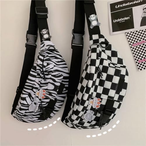Checkered Crossbody Bag Charms Canvas Fun Pattern Checkered Bum Bag Alt Spacious Bum Bags Trendy Grid Shoulder Bags 20254