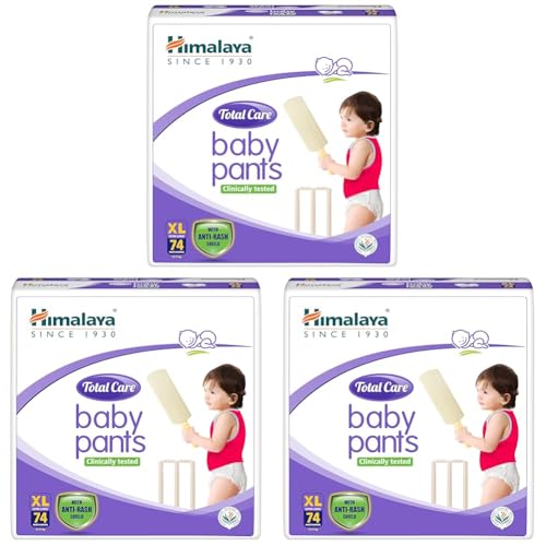 Image of Himalaya Total Care Baby Pants Diapers, Extra Large (12-17 kg), 74 Count (Pack of 3)