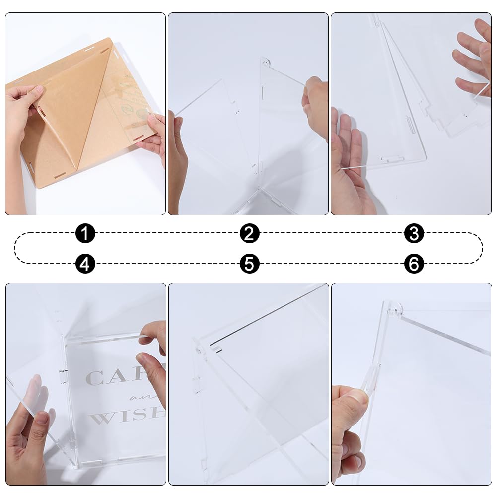 WADORN Scatola per biglietti di nozze in acrilico trasparente con chiusura a fessura, grande scatola per biglietti di ringraziamento (25 x 23 x 25 cm), per buste regalo come decorazione da tavolo, per