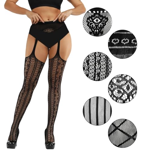 Image of Chalier Fishnet Stockings Lace Tights Thigh High Stockings for Women