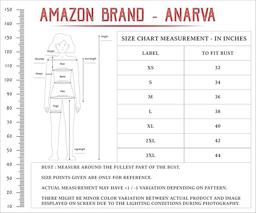 Image of Amazon Brand - Anarva Jaipuri Cotton Printed Short Kurti for Women