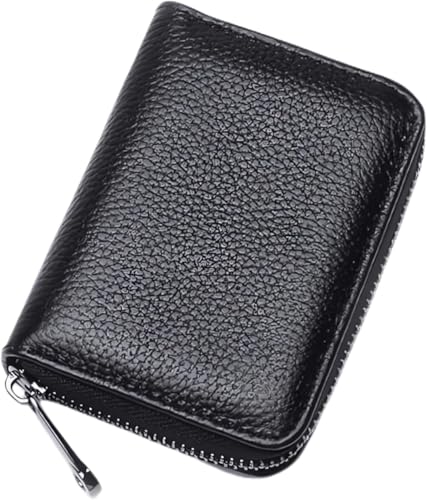 Image of MINI2BUY Leather Wallet Unisex for Large Capacity slot upto 25-30 Cards with RFID Blocking For Credit-Debit-Atm-Business Visiting (2.2 x 11 x 7.4 cm) Personal & Corporate Gift (Zipper Clouser) (Black)