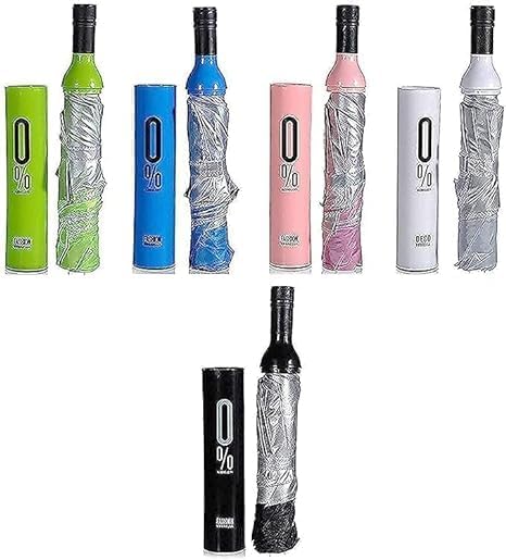 51lR0Sf1QFL Wine Bottle Beautiful Travel Umbrella Automatic Strong Durable Premium Grip Folding Umbrella for Rain, Sun Light Protection for Men & Women, Fun Gift, Random Color