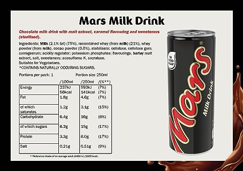 Mars Milk Chocolate Ready To Drink Can, 250Ml (Pack Of 12), No Added Sugar, Vegetarian - 2