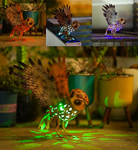Hshd Solar Owl Decoration Lights Outdoor Spread-Winged Owl Figurine Garden Decor With Metal Yard Art.owl Statue Light For Pathway Patio Backyard Decoration Lawn Ornaments(12"X15" Owl) #TOP5