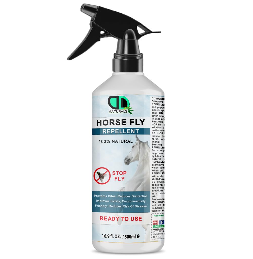 100% Natural Horse Fly Repellent Spray Deet - Free & Skin-Friendly, Prevents Bites, Reduce Distraction, Improves Safety, Enhance Comfort, Multipurpose Use (500ml Spray)