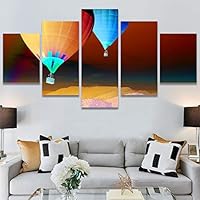 SIGNWIN 5 Panel Canvas Wall Art Modern Art Expressive Hot Air Balloon Minimalist Multicolor Photography Transportation for Home Decorations Ready to Hang - 60