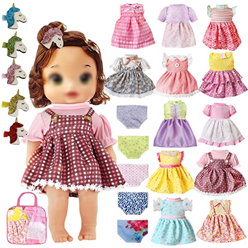 22 Pcs Girl Doll Clothes and Accessories for Alive Baby Doll Bitty American Doll Girl, Fits 13 14 15 16 Inch Girl Dolls Clothes Include 12 Dress 5 Underwear 5 Doll U-nicorn Hairpin for Girls Xmas Gift 22 Pcs Girl Doll Clothes and Accessories for Alive Baby Doll Bitty American Doll Girl, Fits 13 14 15 16 Inch Girl Dolls Clothes Include 12 Dress 5 Underwear 5 Doll U-nicorn Hairpin for Girls Xmas Gift