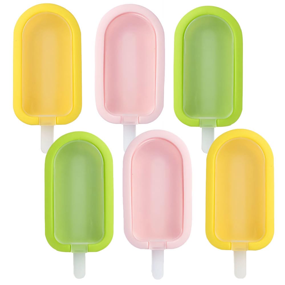 Belegao 6PCS Ice Lolly Moulds Food Grade Silicone Popsicle Molds and Sticks