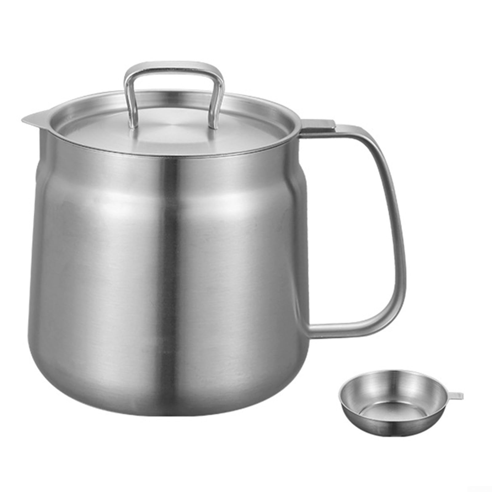 Contenitore per olio in acciaio inossidabile, contenitore filtro multifunzionale, serbatoio di separazione con filtro dell'olio con manico ergonomico (1,5 L opaco)