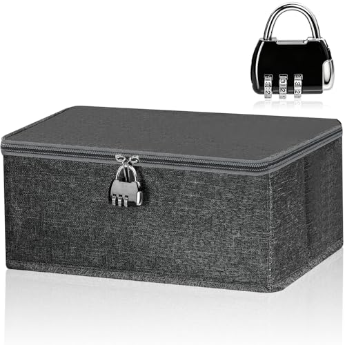 Janvier Abschließbare Box Aufbewahrungsbox mit Zahlenschloss Faltbare Verschließbare Box mit Deckel Kiste mit Schloss für Spielzeug Kleidung Medikamenten (S-30x20x14 CM)