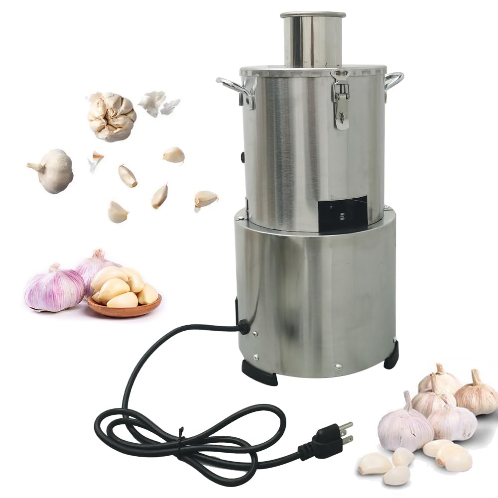 INTBUYING Whole Dry Garlic Peeler Machine, Automatic Electric Stainless Steel Garlic Peeling Machine Whole Garlic Separator with Pure Copper Core Motor for Canteen Restaurants 110V
