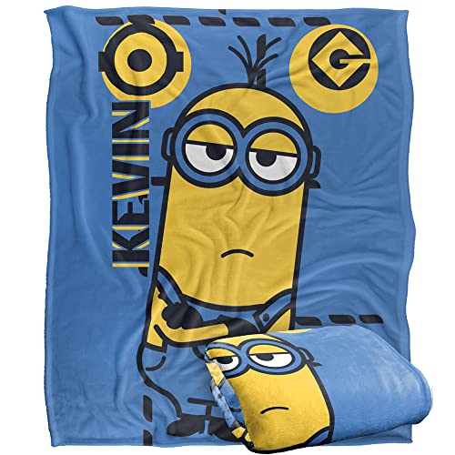 Minions Kevin Bleu Plaid Ultra Doux au Toucher Soyeux – 152 x 127 cm
