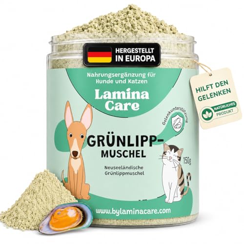 Lamina Care - Grünlippmuschel Pulver für Hunde und Katzen Natürliche Gelenkunterstützung mit Grünlippmuschel-Extrakt zur Unterstützung von Beweglichkeit Knorpel & Gelenken ins Futter mischbar-150g