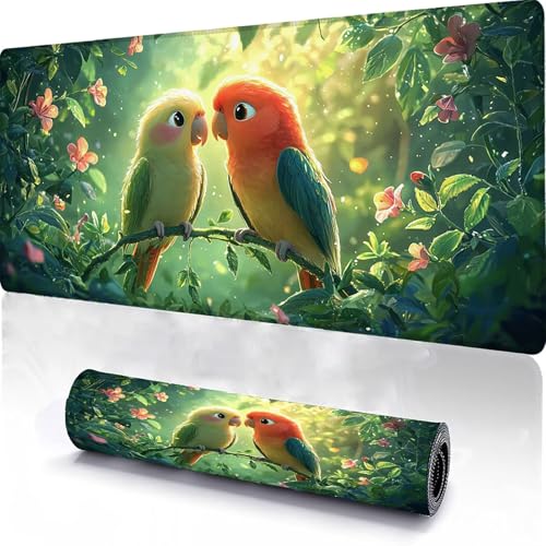 Alfombrilla de Ratón Para Juegos 900x400x3mm, Mouse Pad Lavable Planta, Alfombrilla Ratón Sobremesa Portátil, Borde Con Costura, Base Antideslizante, Adecuado Para Juegos de Oficina en Casa PáJaro C-1