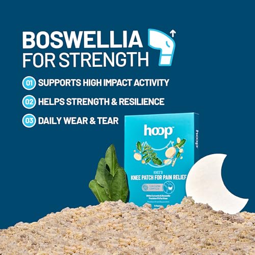 Image of hoop Knee Patch for Pain Relief | White Curcumin, Boswellia | 6 Pieces | Curcumin & Boswellia, Knee Curve Design, Flexible Fit