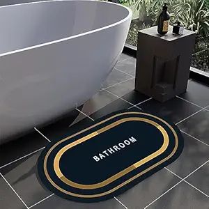 SITTELLA 3 mm Bathroom Door Mat | Anti Slip Floor Mat for Home and Kitchen | Anti Skid Water Soaking Absorbent Quick Dry Rubber Foot Mat (Dark Blue - 40 x 60 cm) -1 Piece