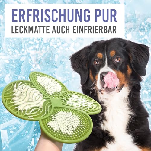 KaraLuna Schleckmatte für Hunde I Lebensmittelecht vom TÜV SÜD geprüft I 23x23 cm I 2 Stück + Spatel I Hundeleckmatte Hundeschleckmatte Schleckmatte Hund Katze Dog Lick Mat Leckmatte