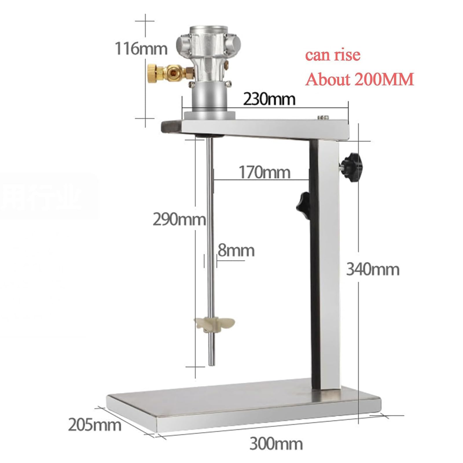 Pneumatyczny mikser do farb, mieszadło powietrza 1/16 HP, stojak z regulacją wysokości, do lepkich płynów, atramentów, barwników, chemikaliów