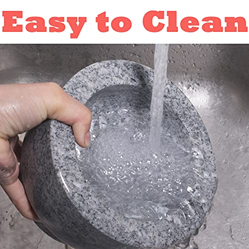 Tianman Mortar And Pestle Set Unpolished Granite 5.1Inch(13Cm)-1.8 Cup Capacity For Herbs Pesto Pastes Seasonings Grinder,Guacamole Molcajete Bowl,Spice Grinder With Spoon, Brush, Non-Slip Mats #TOP7