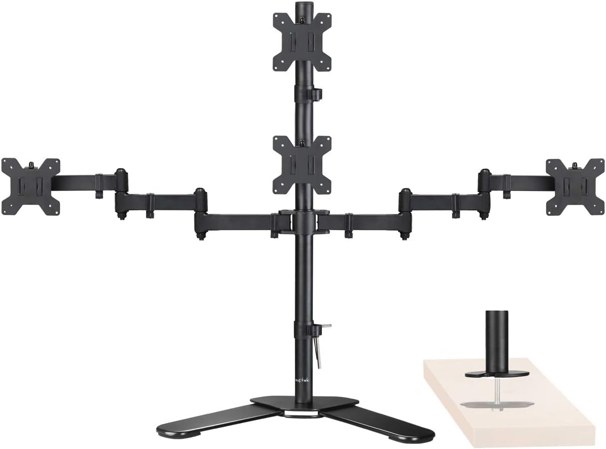 Suptek Quad Monitor Stand For 13"-20" Screens | Desk Mount Tilt Swivel Rotation (80cm pole) ML6864 zeyi