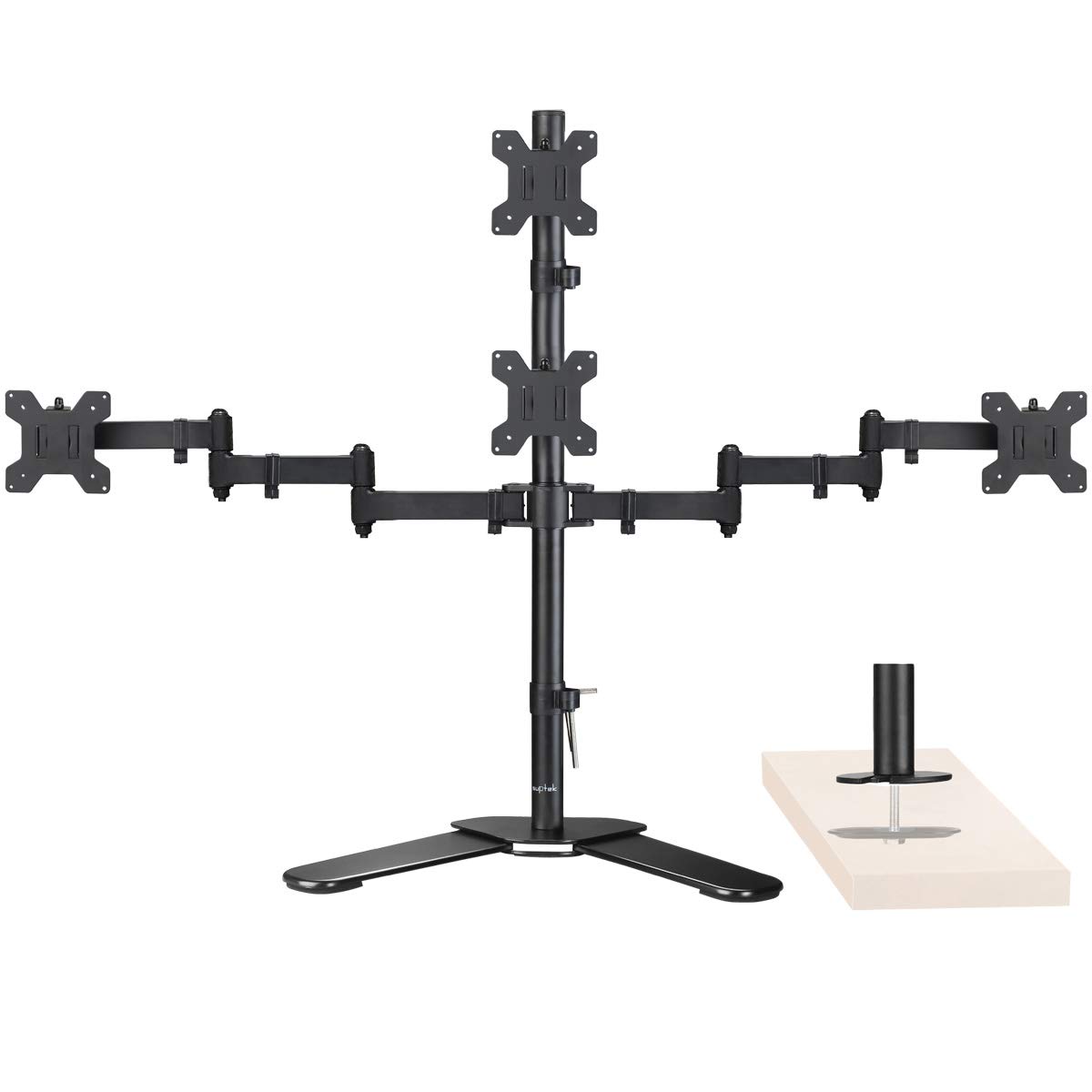 Suptek Quad Monitor Stand For 13"-20" Screens | Desk Mount Tilt Swivel Rotation (80cm pole) ML6864 zeyi