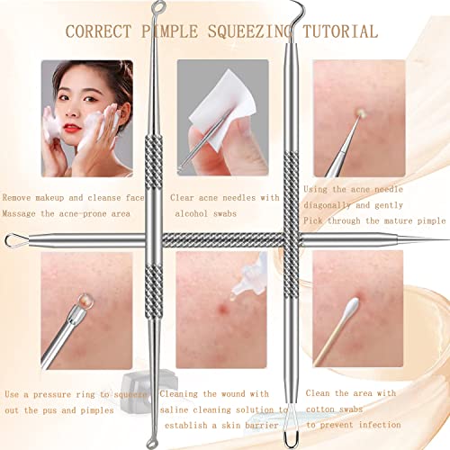 Kit de Ferramentas de Popper de Espinhas, Removedor de Cravos, 16 Peças Professional Pinças Inoxidáv