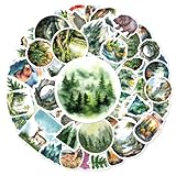 50Pcs Forest Wilderness Animal Stickers Watercolor Nature Vinyl Decals Pack for Water Bottles Laptop Scrapbooking Journaling Camping Hikers Aesthetic Decor Teens Adults Kids