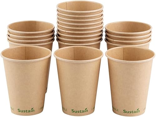 Vista 10 de Restaurantware-Sustain Tazas Calientes de 4 Onzas con Certificación BPI, 50 Tazas de Café de Una Sola Pared – Las Tapas se Venden por Separado