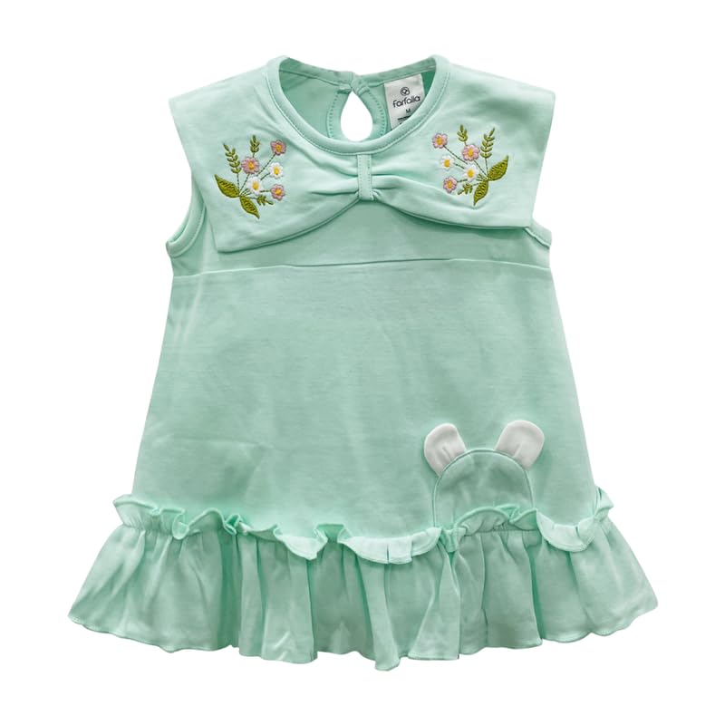 Farfalla Baby Girl Casual Frock | Sleeveless Attractive Dress with Pleats at Bottom | Soft and Light Weight | Pure Cotton Frocks for Babies with Floral Print