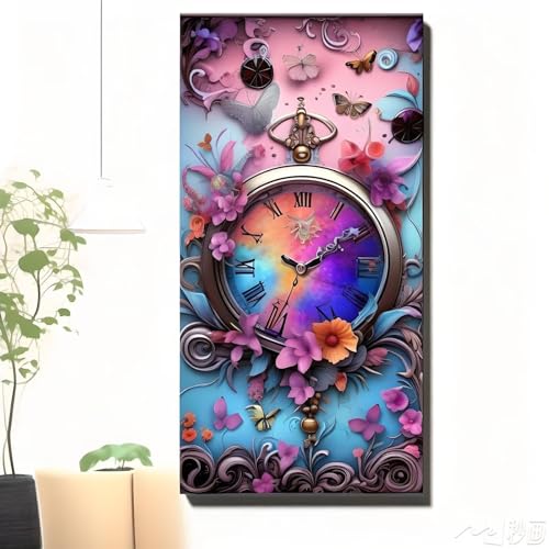 DIY Peinture Diamant Horloge Papillon 90x210cm : Cadeau Créatif Idéal