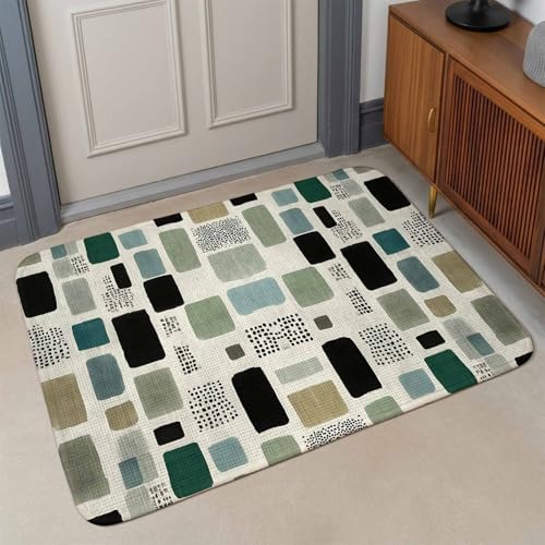 Front Door Mat Indoor, Geometric Absorbent Non Slip Washable Rug,