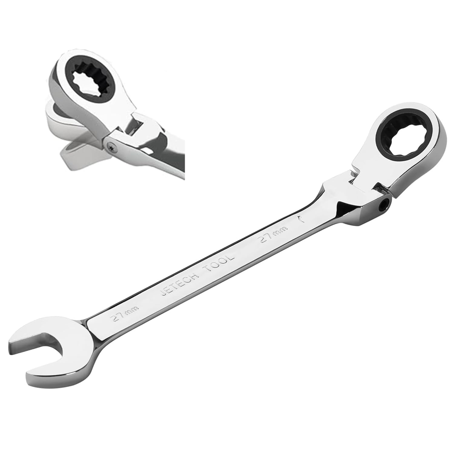 Jetech 27mm Flexible Head Gear Wrench, Industrial Grade Flex Ratcheting Spanner Made with Forged