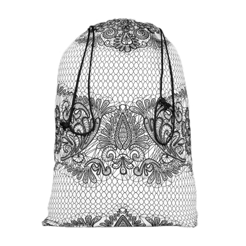 Image of ArtzFolio Black Lace | Reusable Sack Bag | Bag for Gym, Storage, Vegetable & Travel