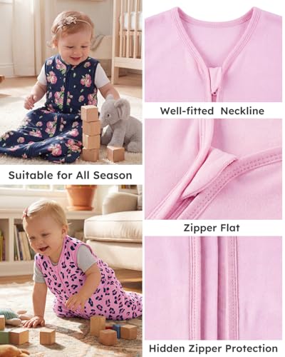 Image of Yoofoss Baby Sleep Sack 0-6 Months Wearable Blanket for Babies 100% Organic Cotton 2-Way Zipper TOG 0.5 Toddler Sleeping Sack 3 Pack, Sleep Sacks