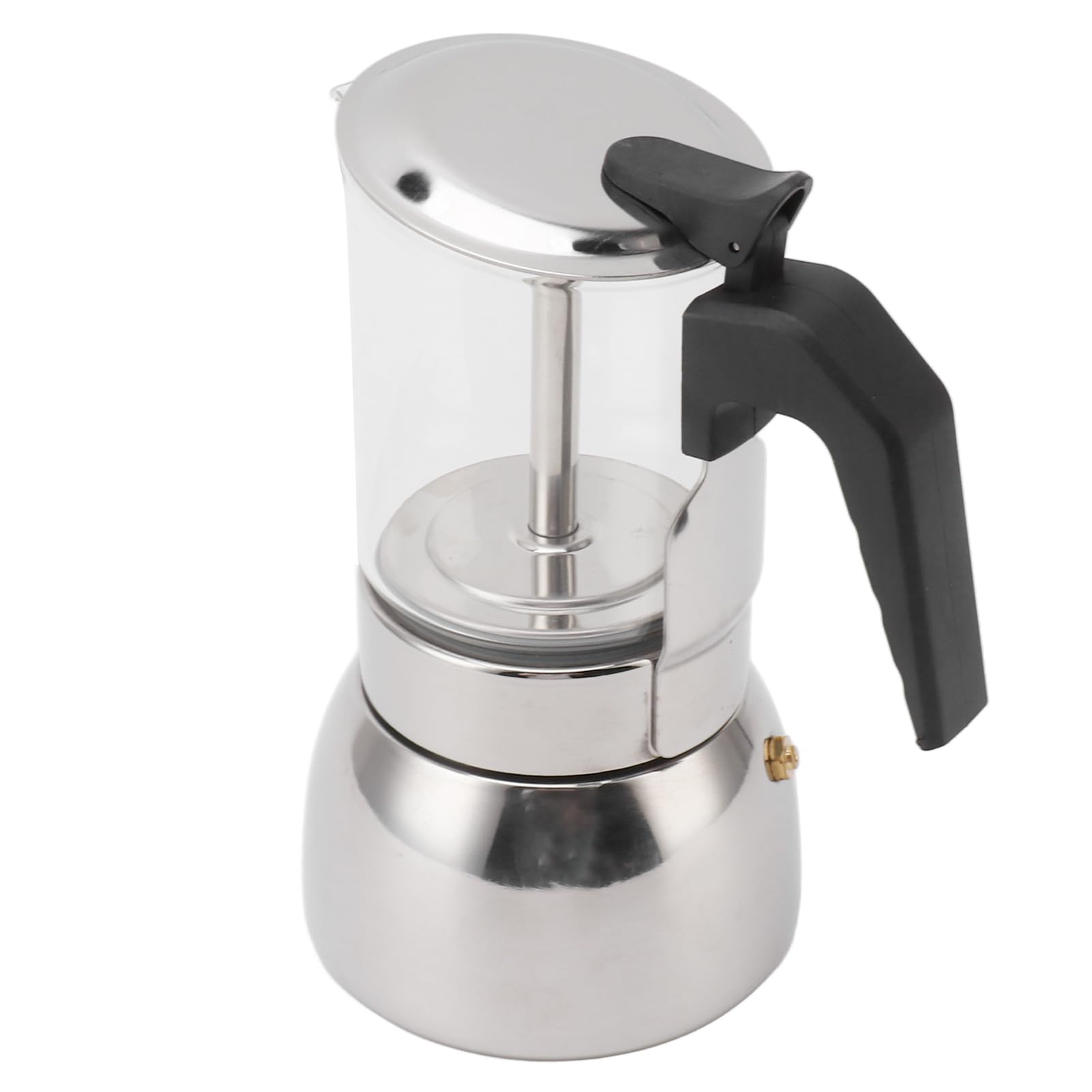 Pssopp Caffettiera in Vetro e Acciaio Inossidabile con e Piano Cottura con Valvola di Sicurezza e Manico Resistente Al Calore per Fornelli Elettrici a Gas a Induzione (300ML)