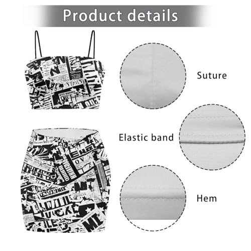 Image of Biyejit Women's 2 Piece Summer Outfits Spaghetti Strap Crop Tops and Bodycon Mini Skirt Dress Set Plus Size S-4XL