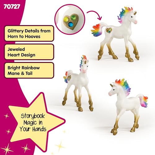 SCHLEICH BAYALA | Regenbogeneinhorn Fohlen 70727 | detailgetreue, Fantastische Figuren | tolles Geschenk für Mädchen und Jungen | wunderschöne Sammelfiguren | Spielfigur ab 5 Jahren | 8 x 3 x 9 cm