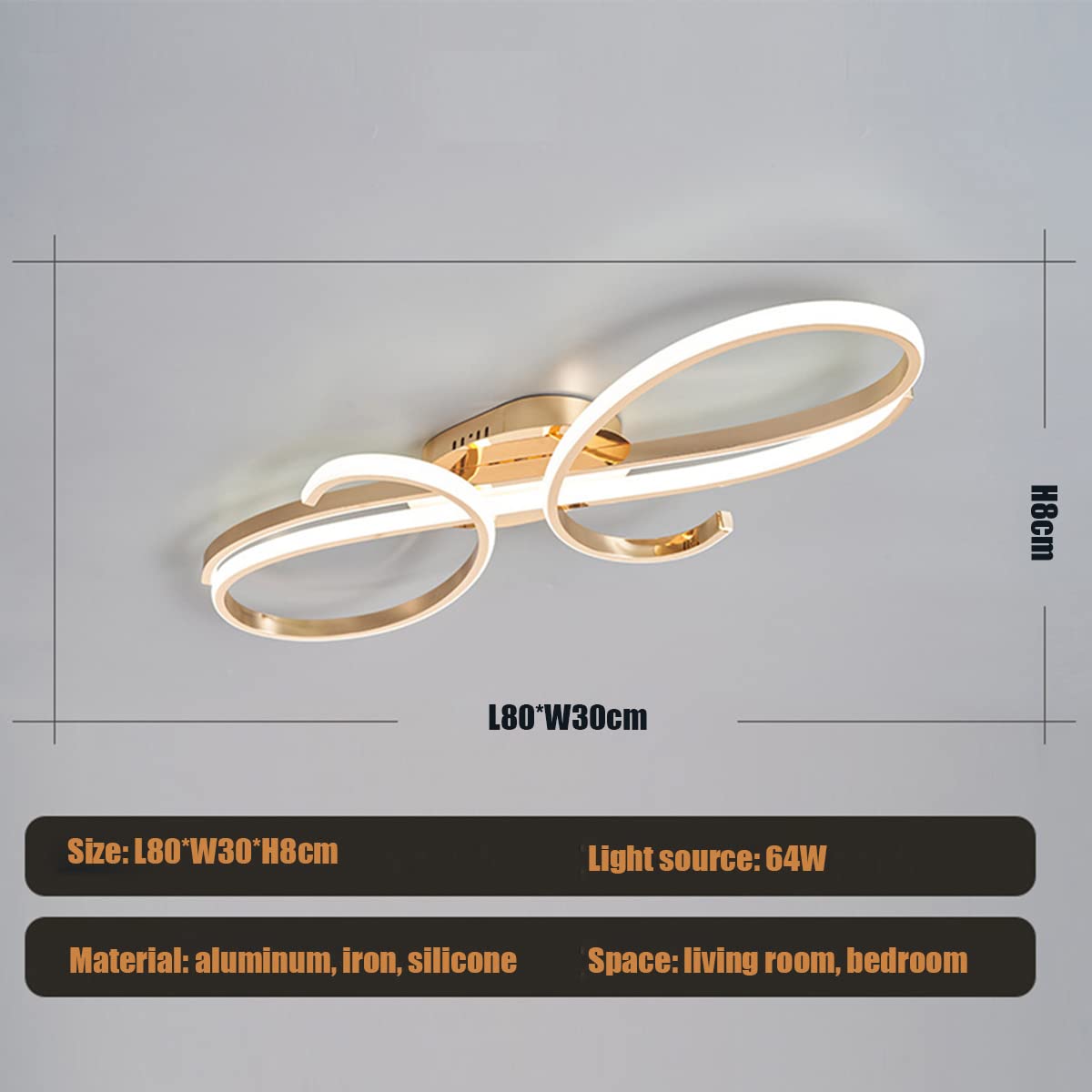 Bellastein LED Design Deckenlampe Modern Wohnzimmer Pendelleuchte Dimmbar Esszimmer Hängelampe Metall Chrom Deckenleuchte für Esszimmer Schlafzimmer Wohnzimmer (Gold, ‎L80cm)
