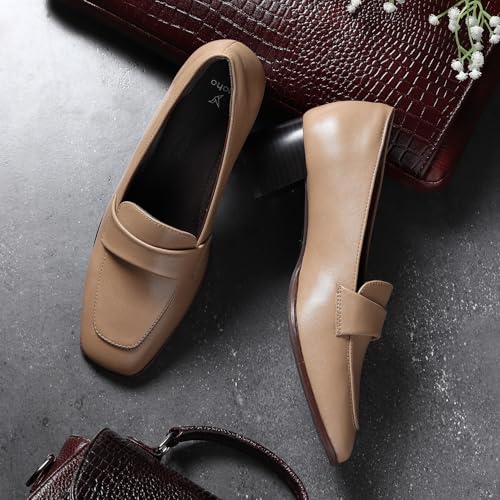 Image of YOHO Bliss Heel 001 Slip-on Loafers for Women | Comfortable & Stylish Block Heeled | Fashion Moccasins with Footpharma Footbed | Perfect for Casual, Formal Shoe
