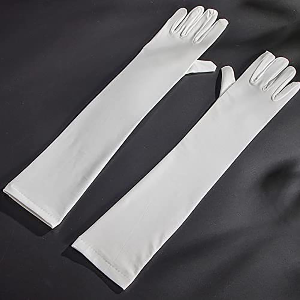 GSHLLO 2 Pairs Kids Elbow Length Gloves Girls Opera Gloves Elegant Formal Gloves Long Princess Costume Gloves Satin Tea Party Gloves