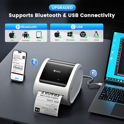Image of Phomemo D520BT Thermal Label Printer with Built-in Paper Bin