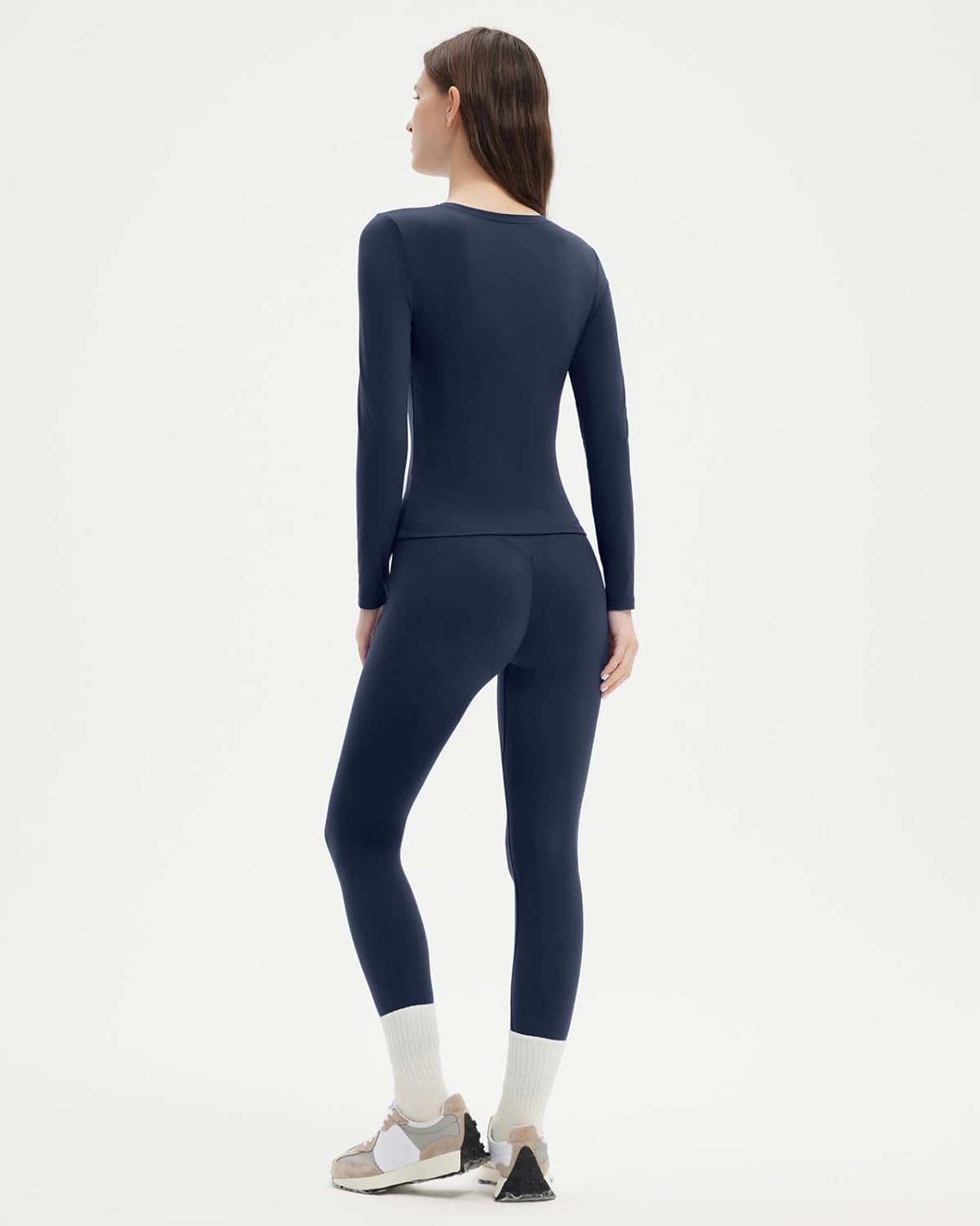 SUUKSESS Women 2 Piece Workout Set Tummy Control Legging Long Sleeve Workout Top - Image 5