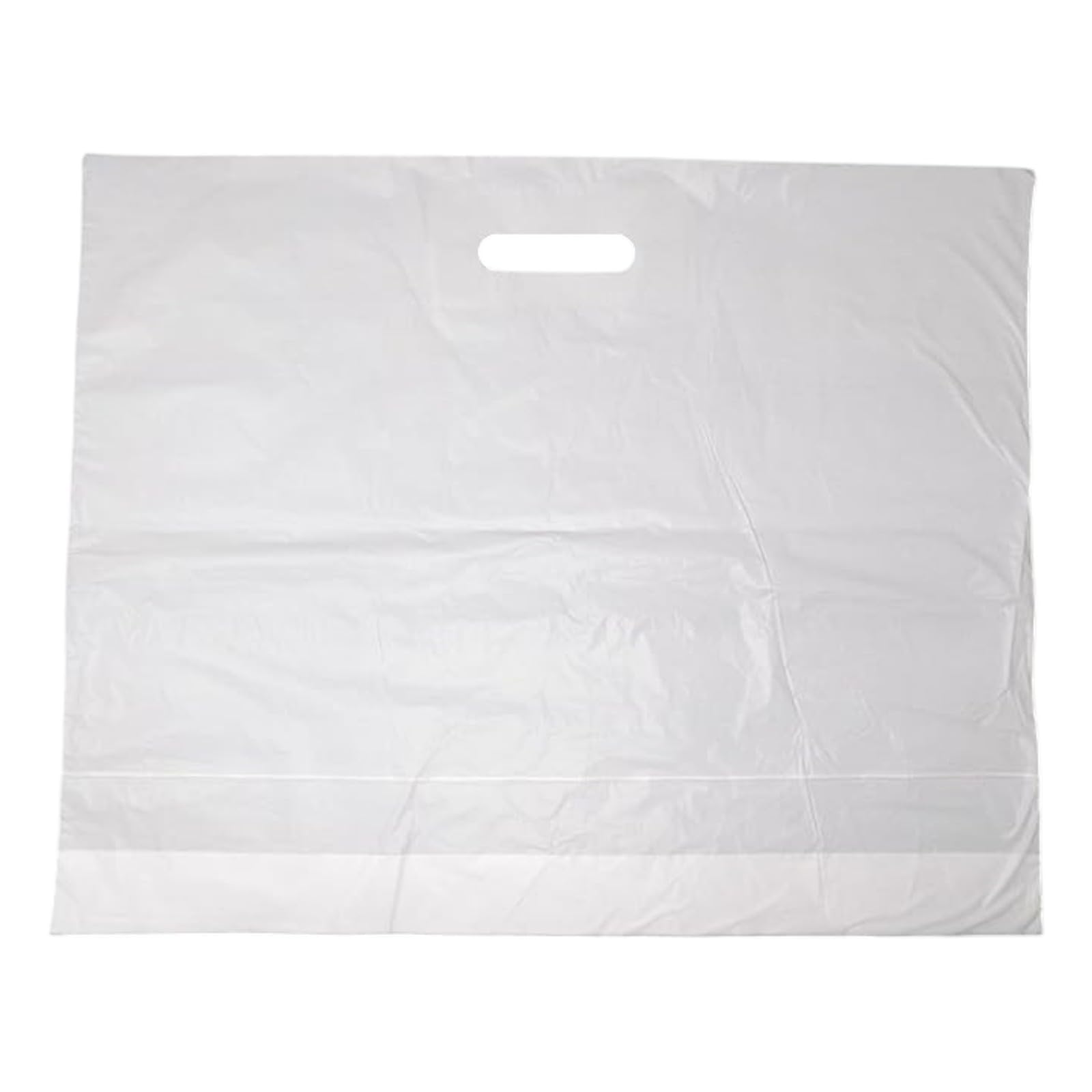 Shoplines Supplies White 22" X 18" Patch Handle Plastic Carrier Bags +3" Gusset – Extra Large Strong Retail Bags – Tear-Resistant With Reinforced Handles – Ideal For Shops, Events, Gifts