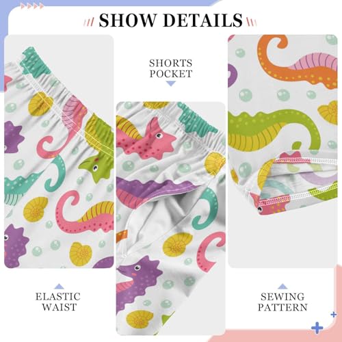 ZZXXB Colorful Hippocampus Boys Long Pants Soft Trousers Elastic Waist Kids Lounge Bottoms with Pockets S-XL4