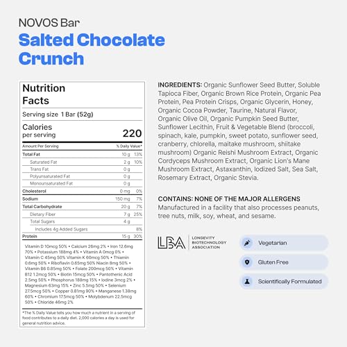 Novos Longevity Protein Bar 15g Proteína Chocolate Salado miniatura 2