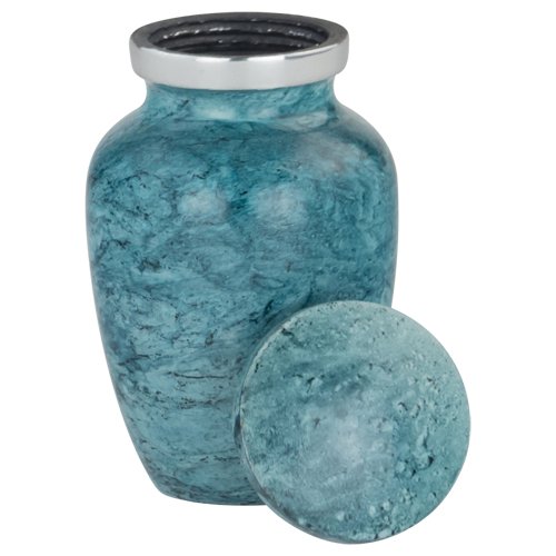 Aqua Harbor Keepsake Cremation Urn For Ashes, Aluminum, Blue Urn, Keepsake Sized Cremation Urn, 3 Inches High #TOP2
