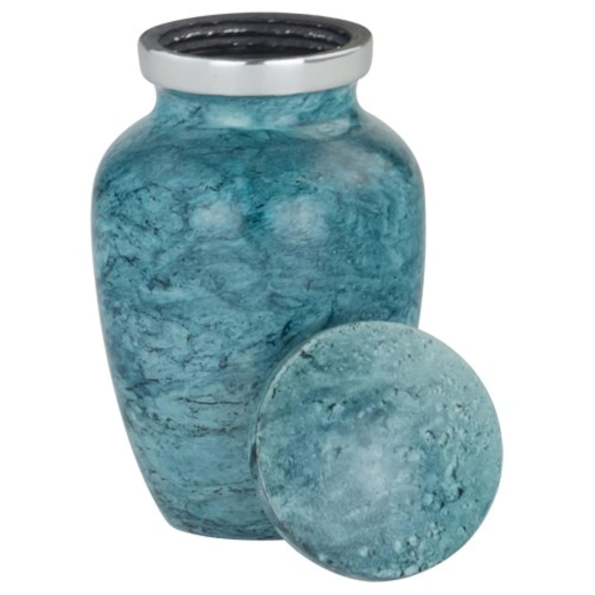 Mini Aluminum Keepsake Urn, Turquoise Ocean Pattern